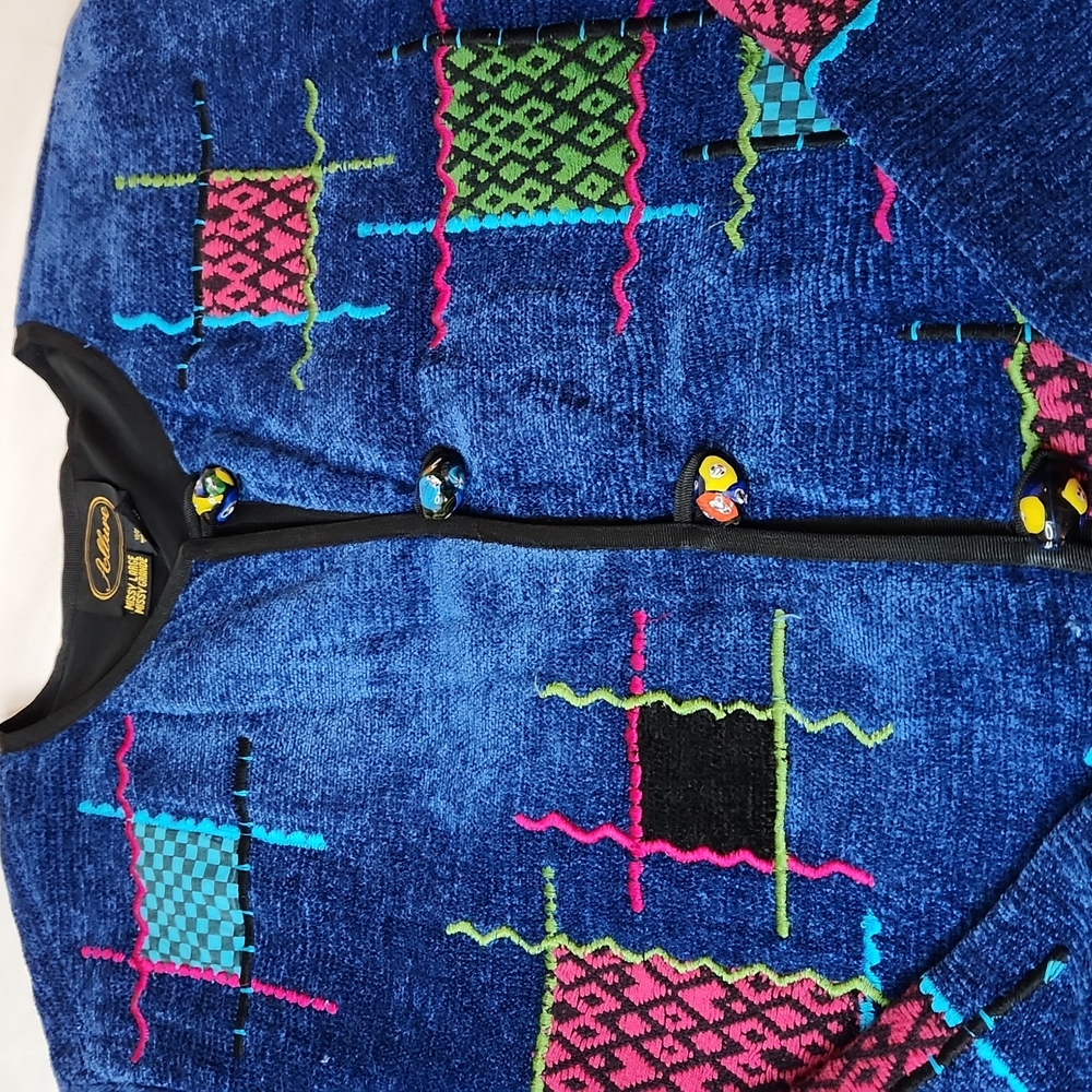 Allure Vintage Patchwork Cardigan Sweater. Size L - Picture 3 of 13